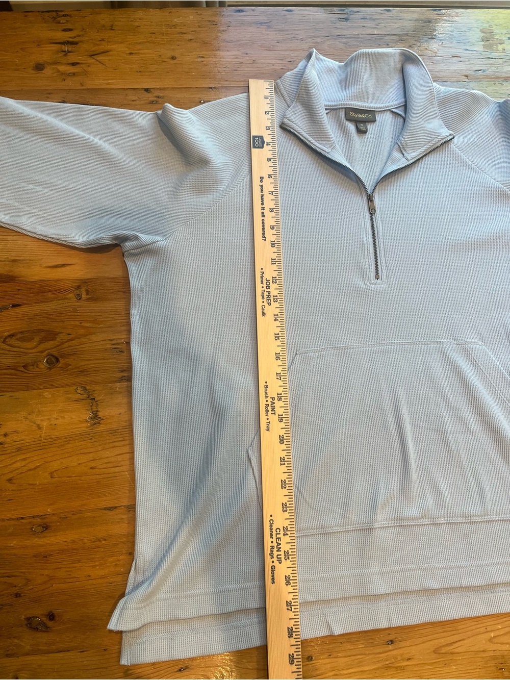 Blue Quarter Zip V Neck Blouse Pullover Top NWT - Picture 4 of 5